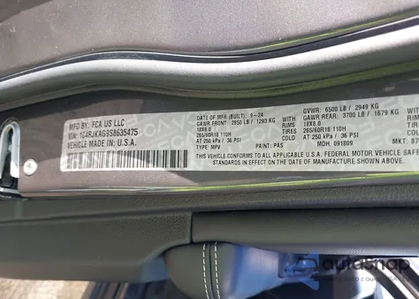 2025 Jeep Grand Cherokee L Laredo X 4X4 z USA, uszkodzony, nr VIN 1C4RJKAG9S8635475